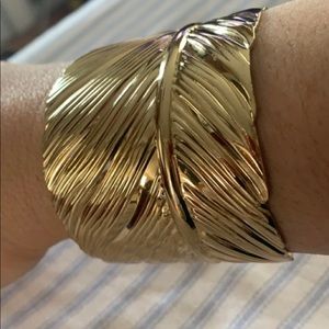 Gold Tone Leave Cuff Bracelet